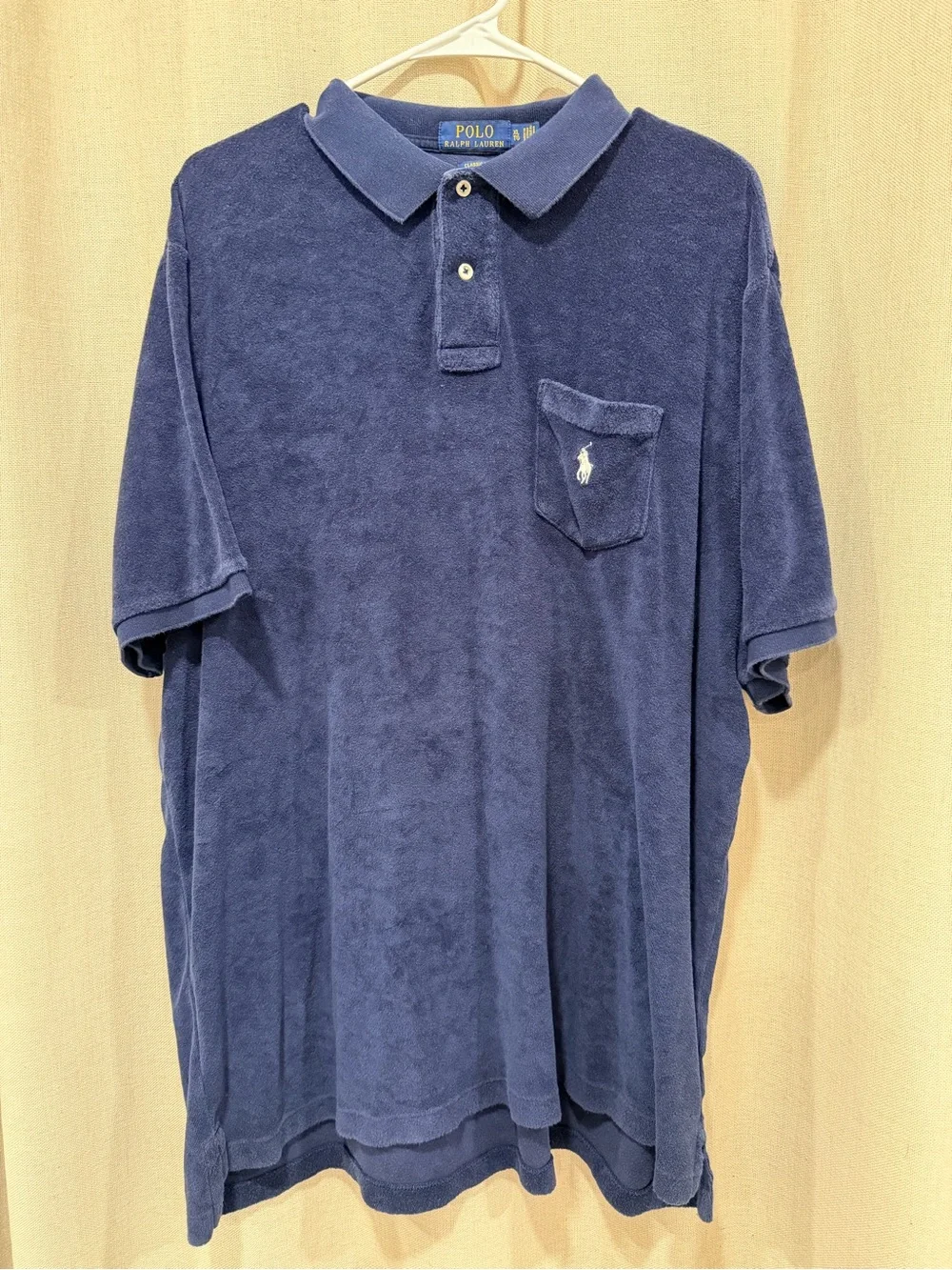 Authentic Polo Ralph Lauren Classic Fit Terry Cloth Polo in Navy Blue